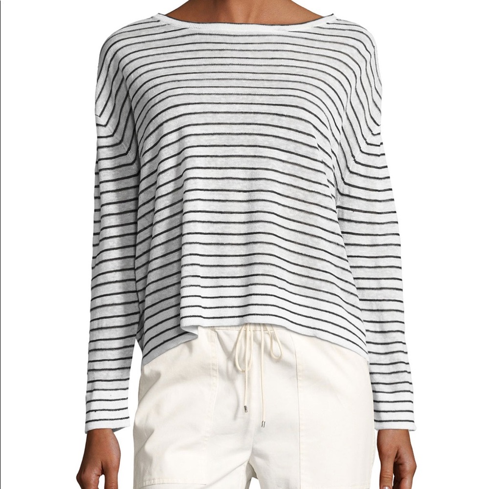 Theory Trinella linen knit pullover striped size S